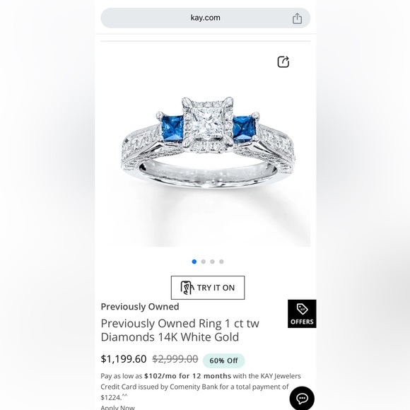 Diamond and Sapphire Engagement Ring! (Brand new, never worn or proposed with!) - Picture 3 of 11